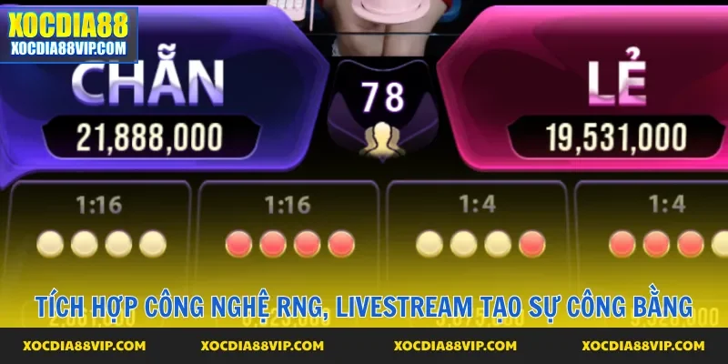 Tích hợp công nghệ RNG, livestream tạo sự công bằng